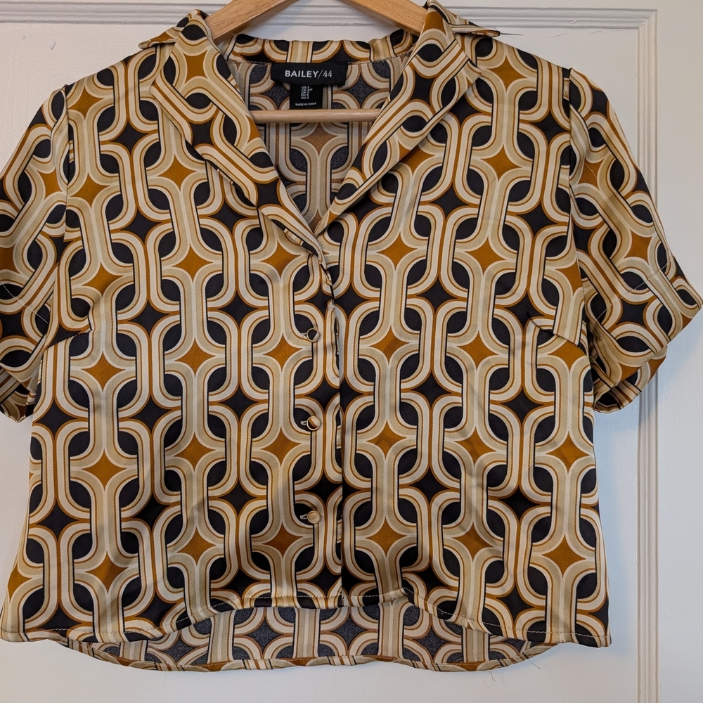 Bailey 44 Chain Print Button Down Shirt - Black and Gold